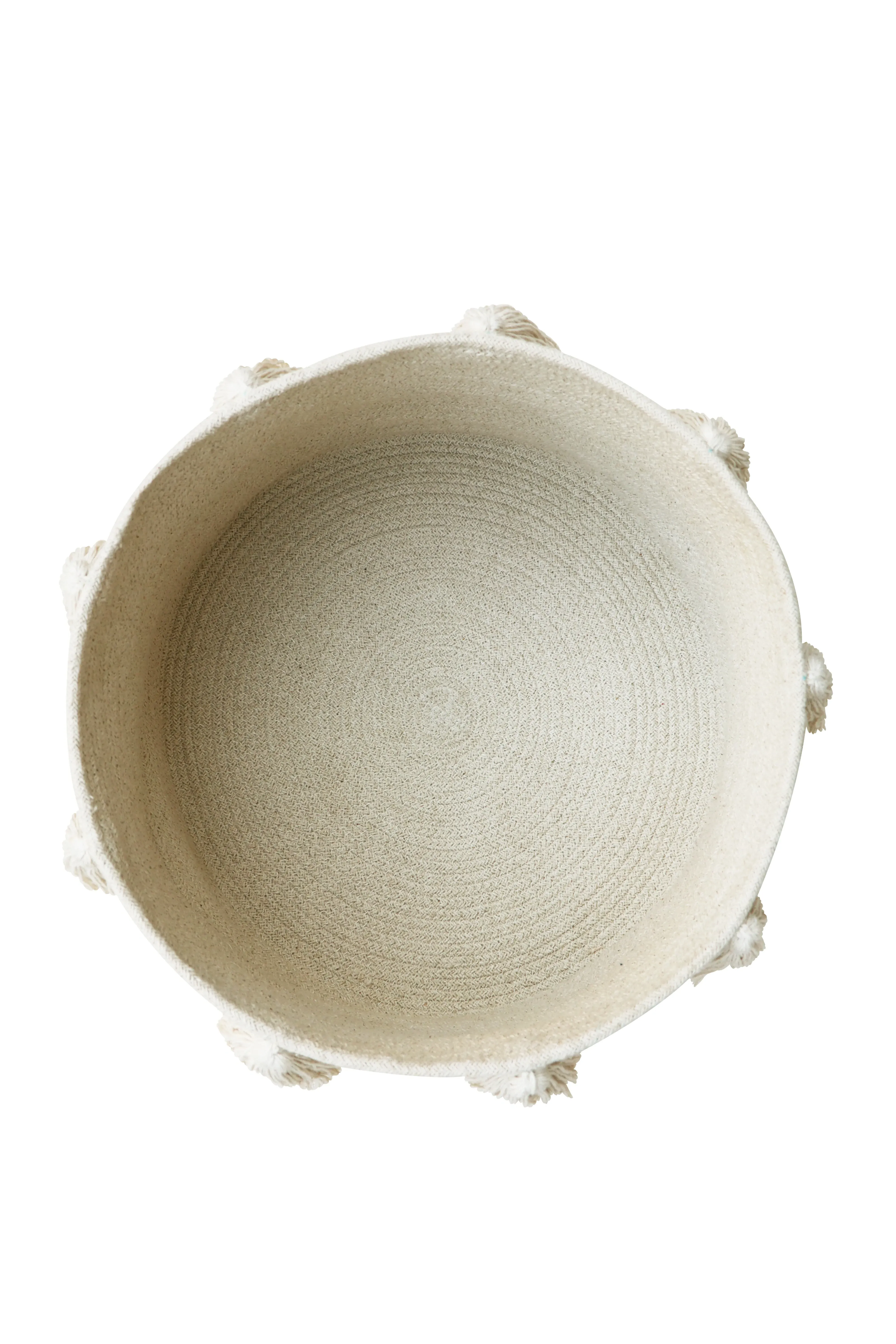 New Tassels Round Storage Basket - Natural, Cotton