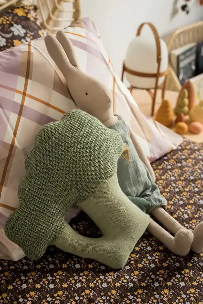 Oli & Carol Brucy Broccoli Knitted Cushion - Green, Cotton