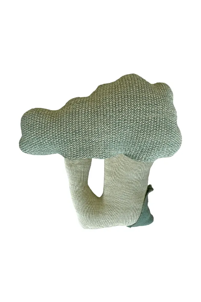 Oli & Carol Brucy Broccoli Knitted Cushion - Green, Cotton image