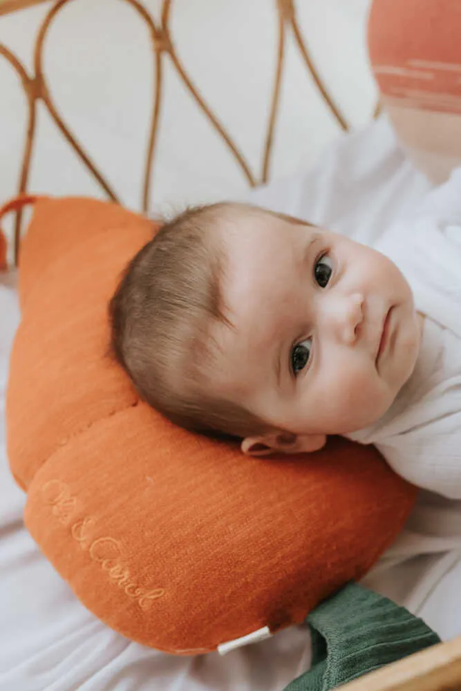 Oli & Carol Cathy Carrot Knitted Cushion - Orange, Cotton