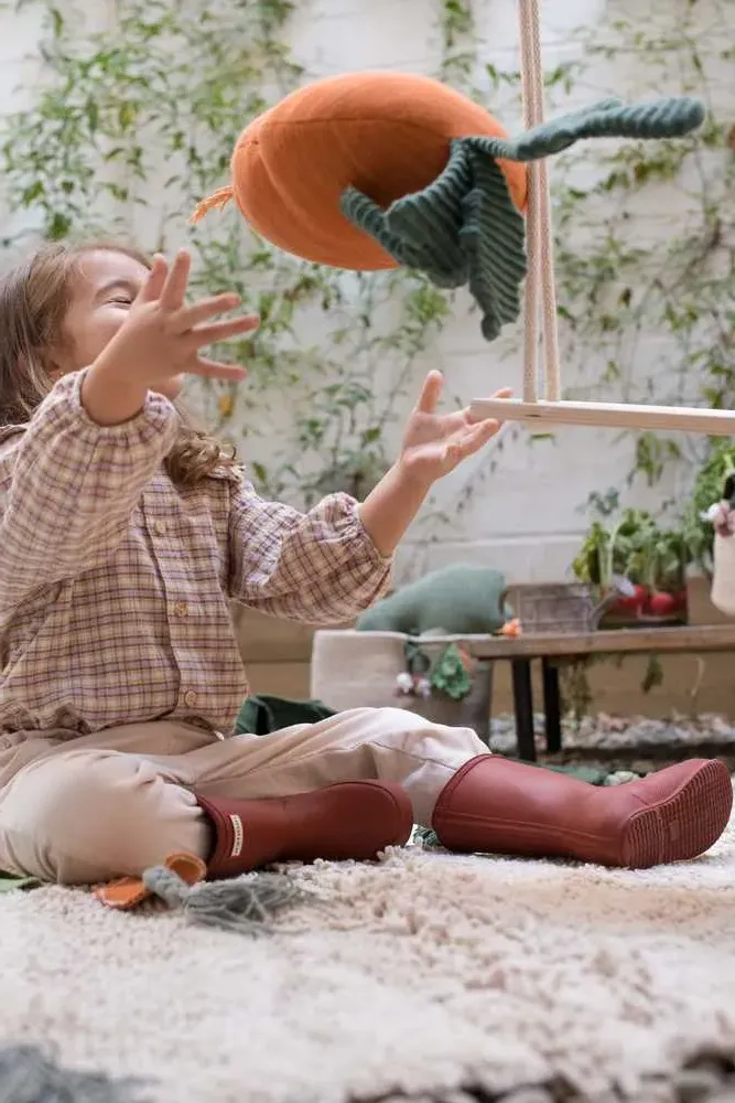 Oli & Carol Cathy Carrot Knitted Cushion - Orange, Cotton