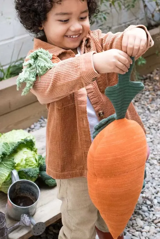 Oli & Carol Cathy Carrot Knitted Cushion - Orange, Cotton