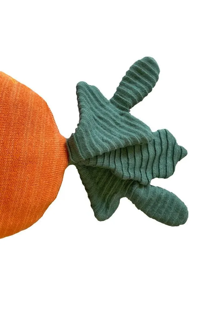 Oli & Carol Cathy Carrot Knitted Cushion - Orange, Cotton