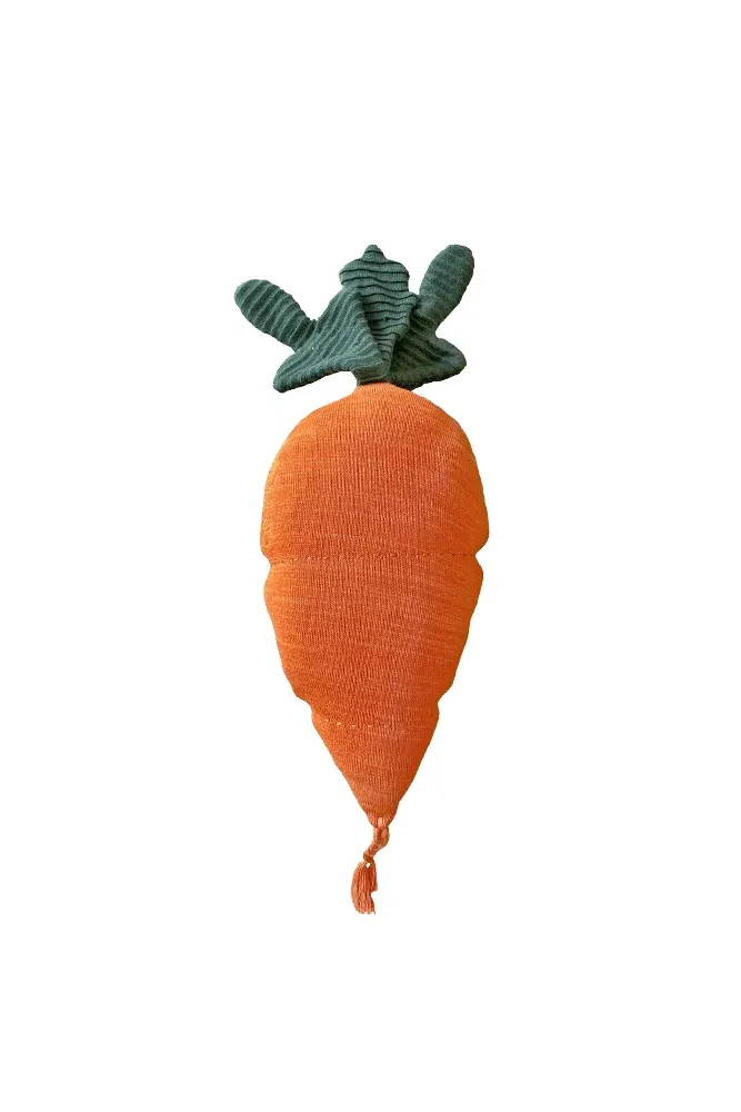 Oli & Carol Cathy Carrot Knitted Cushion - Orange, Cotton