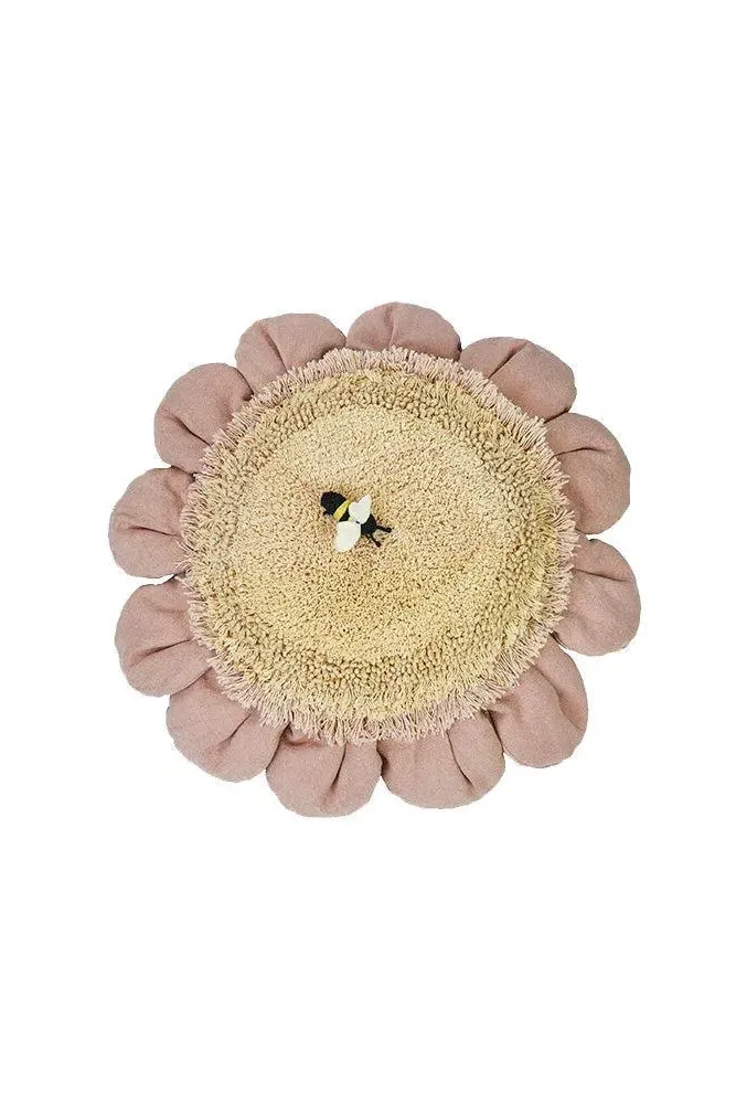 Pink Daisy Round Floor Cushion - Pink image
