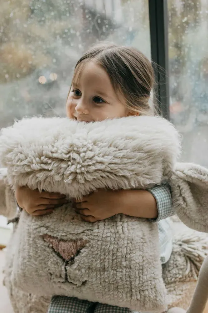 Pink Nose Sheep Wool Cushion - Pink