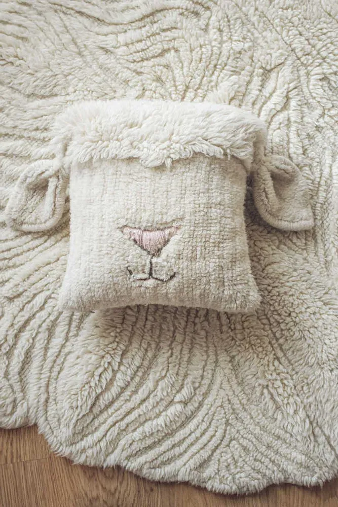 Pink Nose Sheep Wool Cushion - Pink