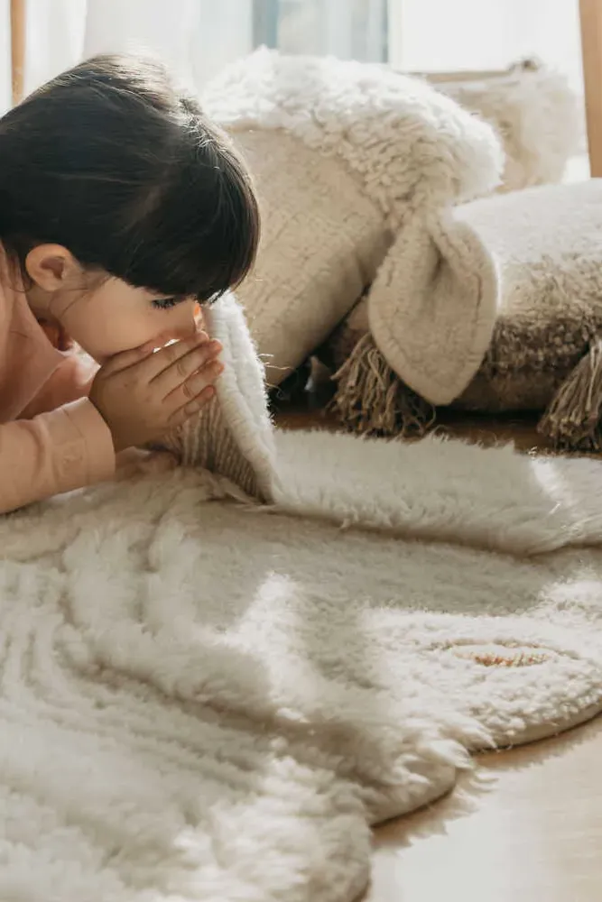 Pink Nose Sheep Wool Rug 4' X 5' 7" - Pink