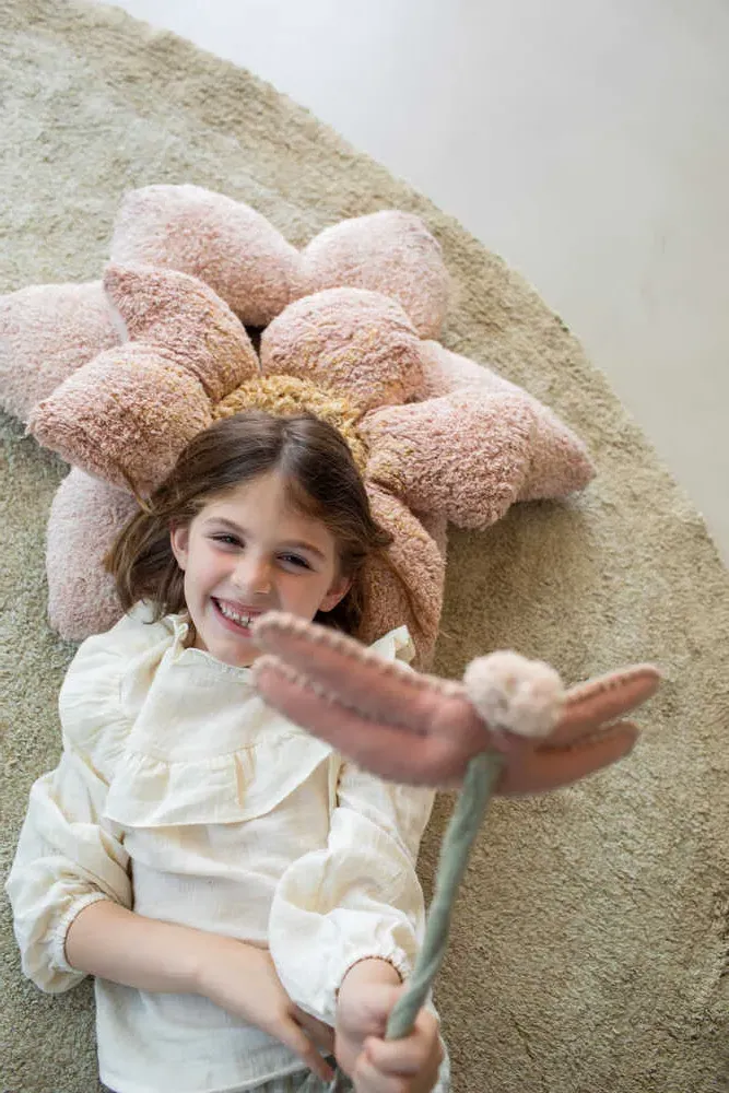 Puffy Lily Cotton Rug with Pillow - Water Lily Shape