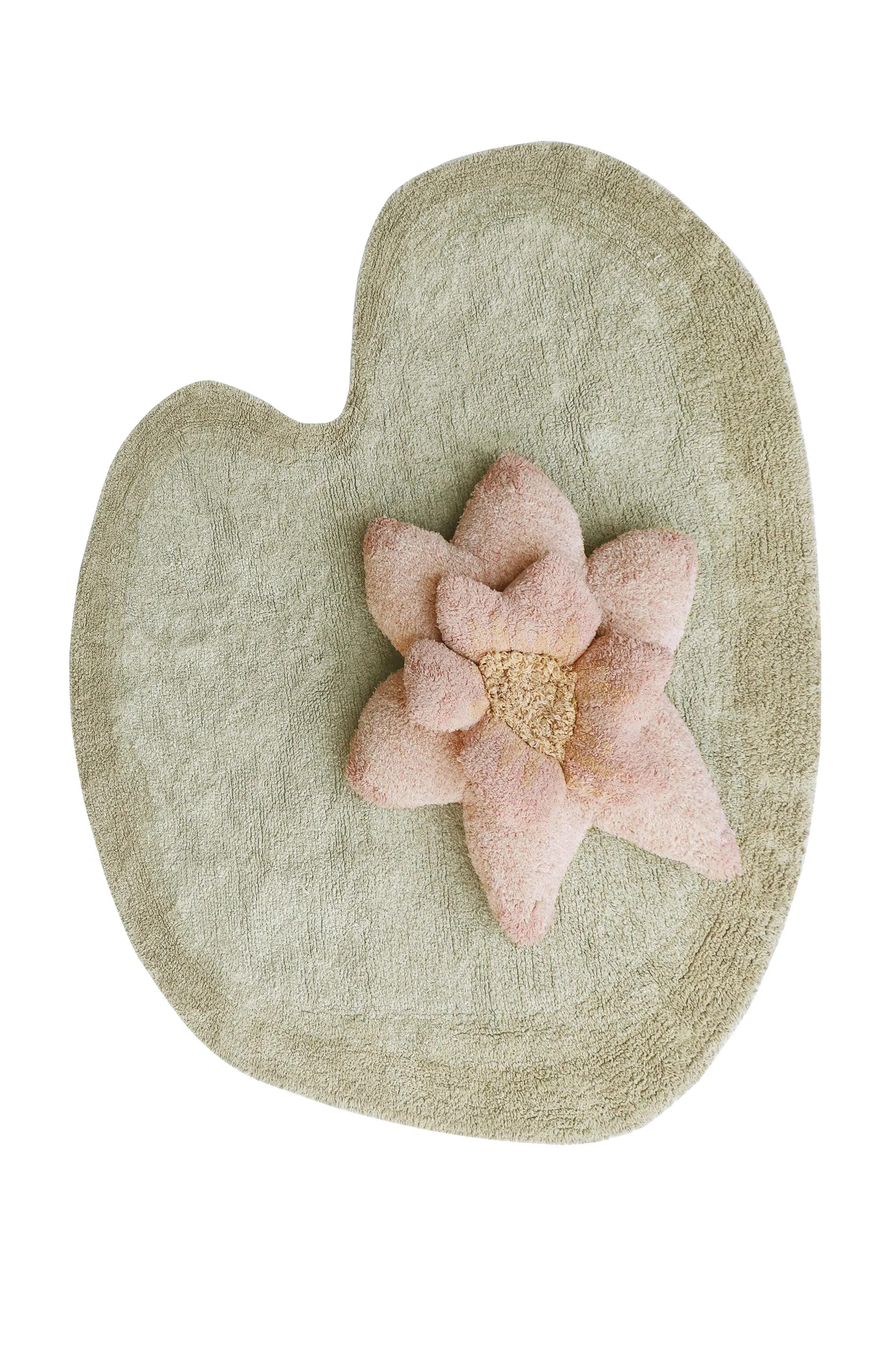 Puffy Lily Cotton Rug with Pillow - Water Lily Shape image