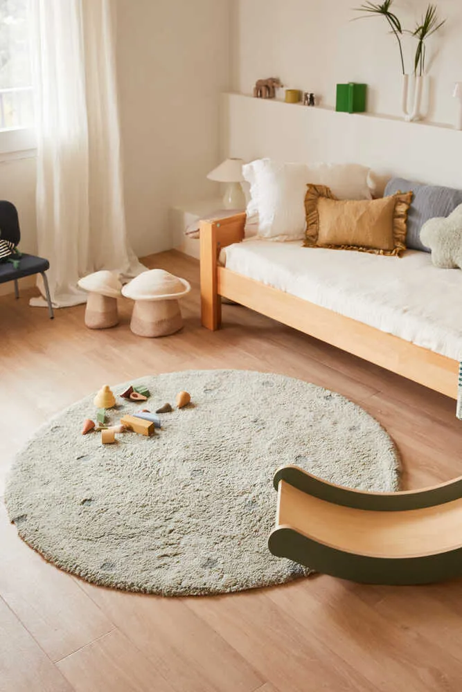 Round Dot Washable Rug - Blue Sage, Cotton