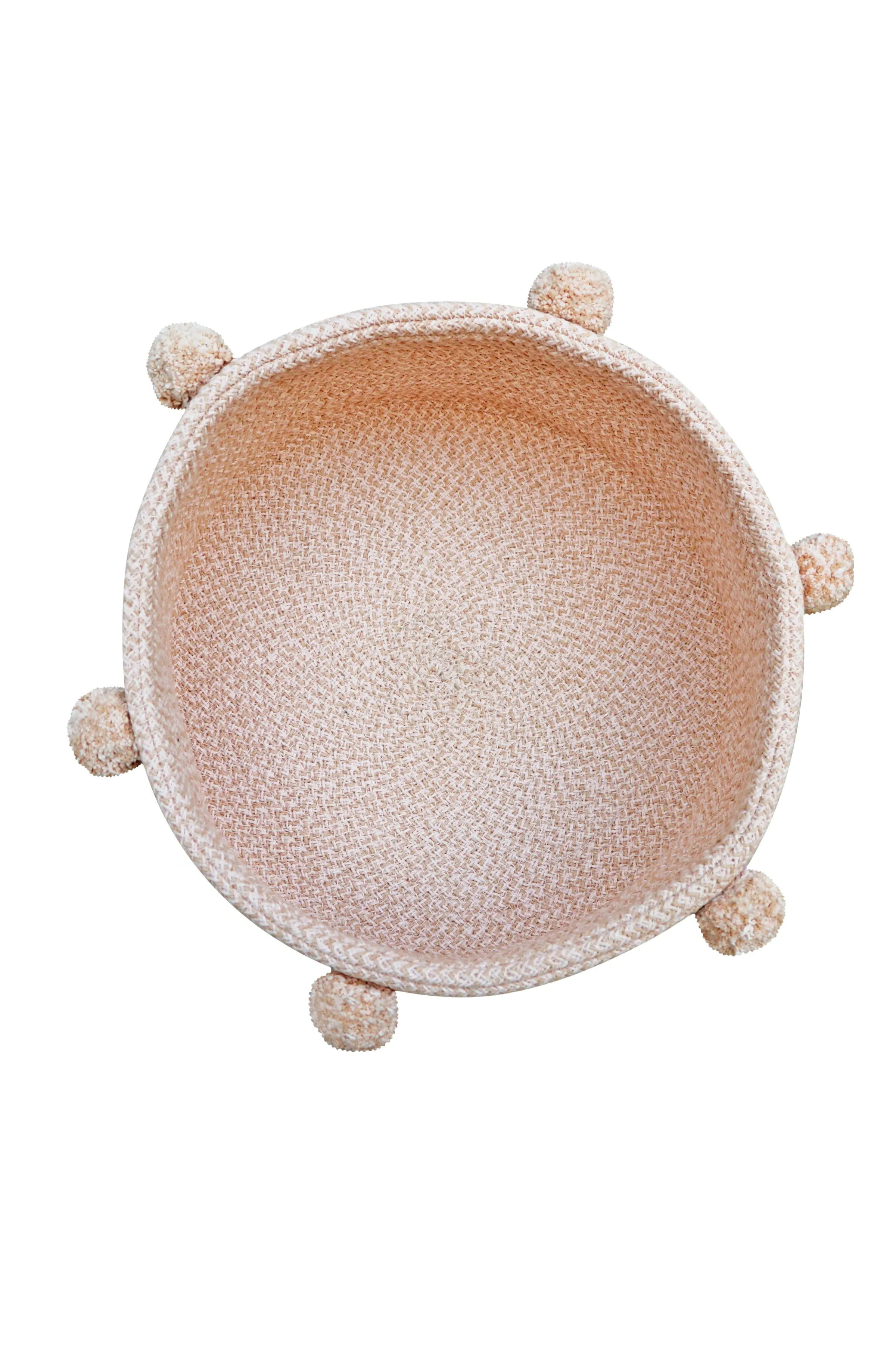 Round Storage Basket Tray - Pink, Cotton
