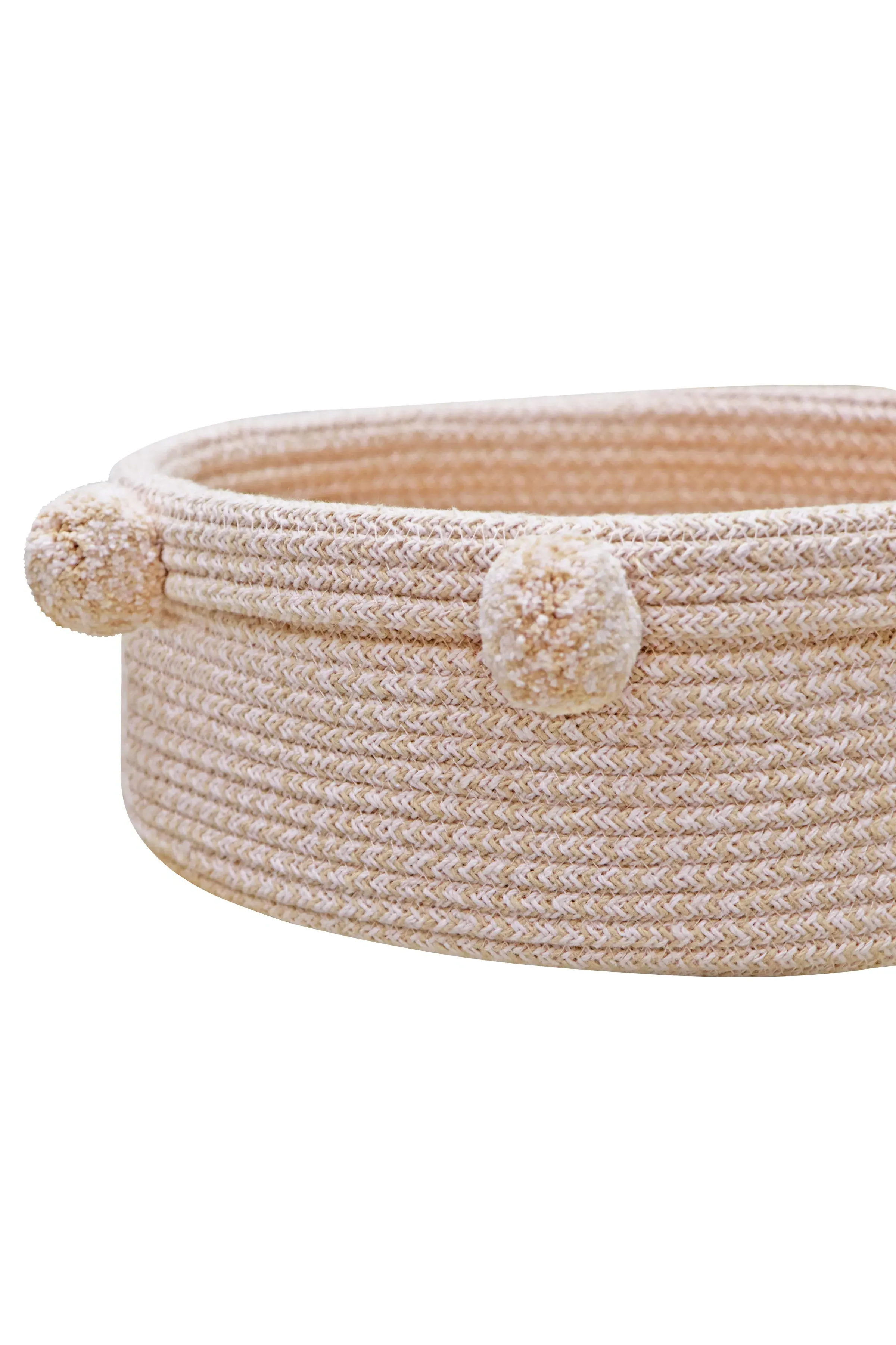 Round Storage Basket Tray - Pink, Cotton