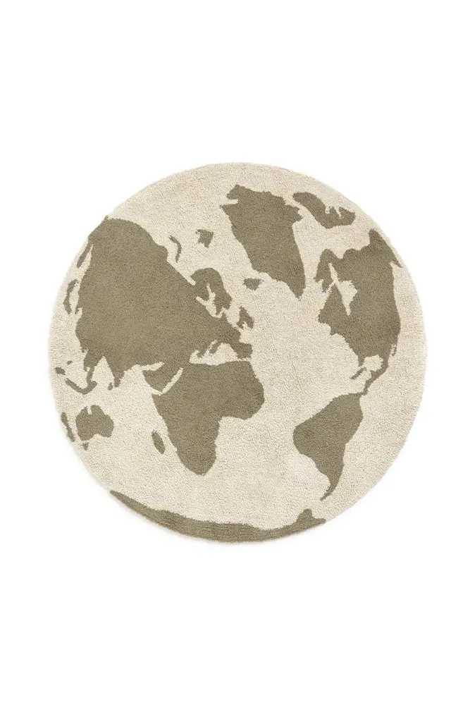 Rugcycled Round Washable Rug - World Map image
