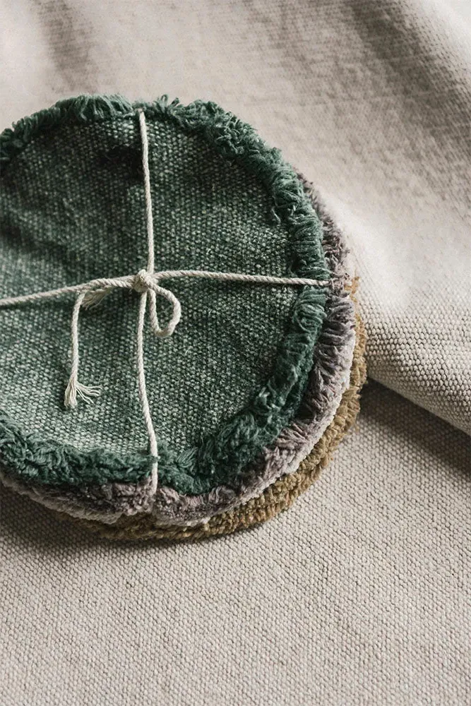 Stonewashed Coasters Set of 8 - Multi-Color, Cotton Canvas