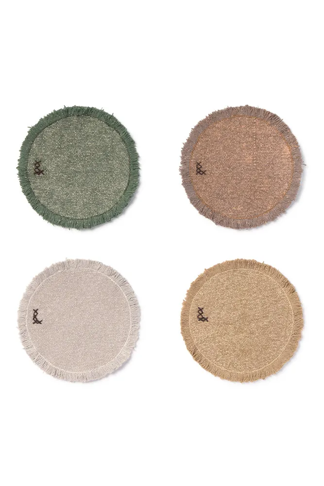 Stonewashed Placemats and Coasters Set of 4 - New Grey