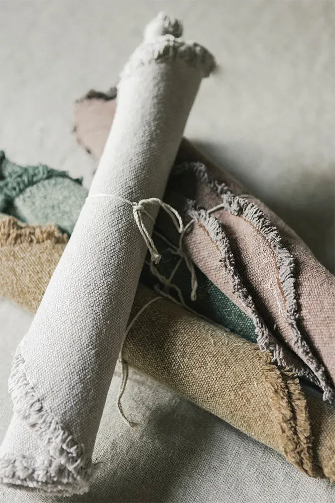 Stonewashed Placemats and Coasters Set of 4 - Ochre