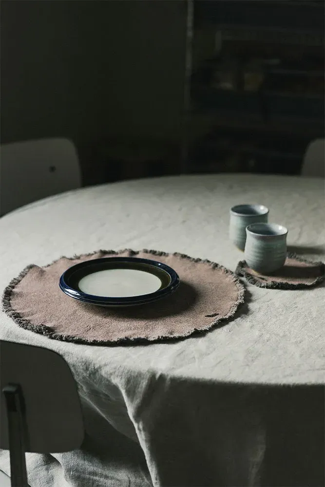 Stonewashed Placemats and Coasters Set of 4 - Soil Brown