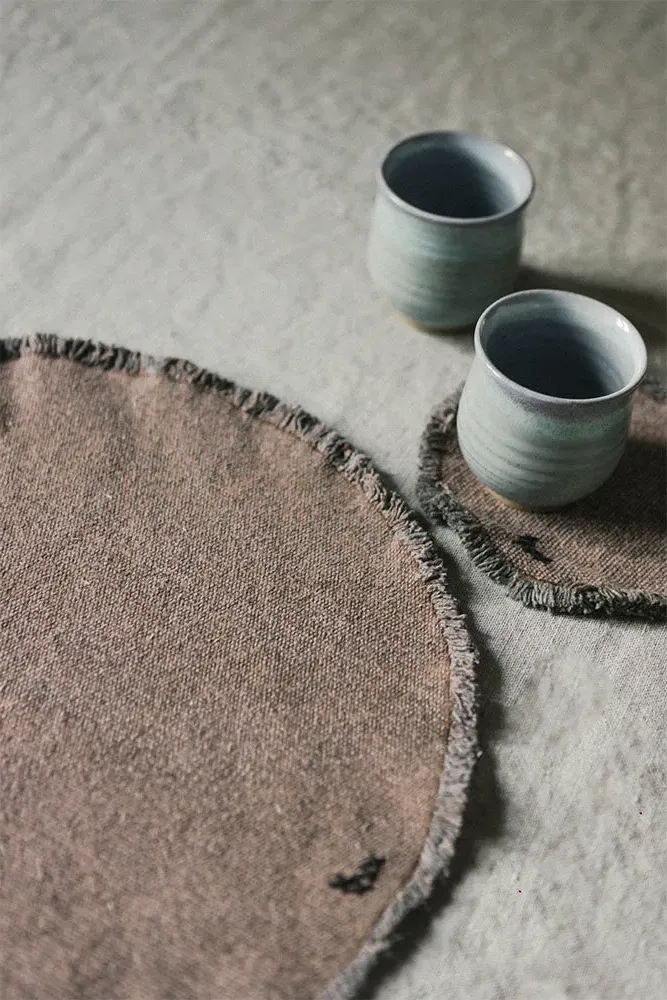 Stonewashed Placemats and Coasters Set of 4 - Soil Brown