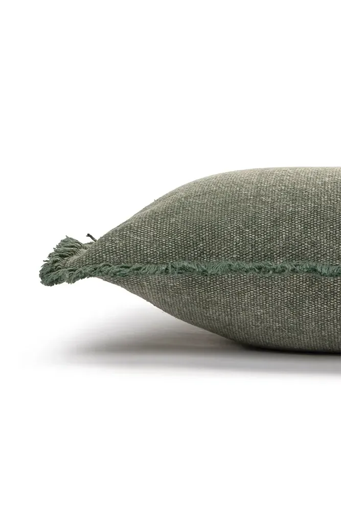 Stonewashed Rectangular Cushion - Duck Green, Cotton