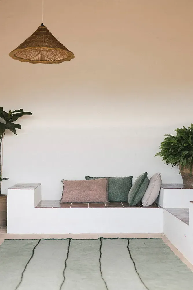 Stonewashed Rectangular Cushion - Duck Green, Cotton