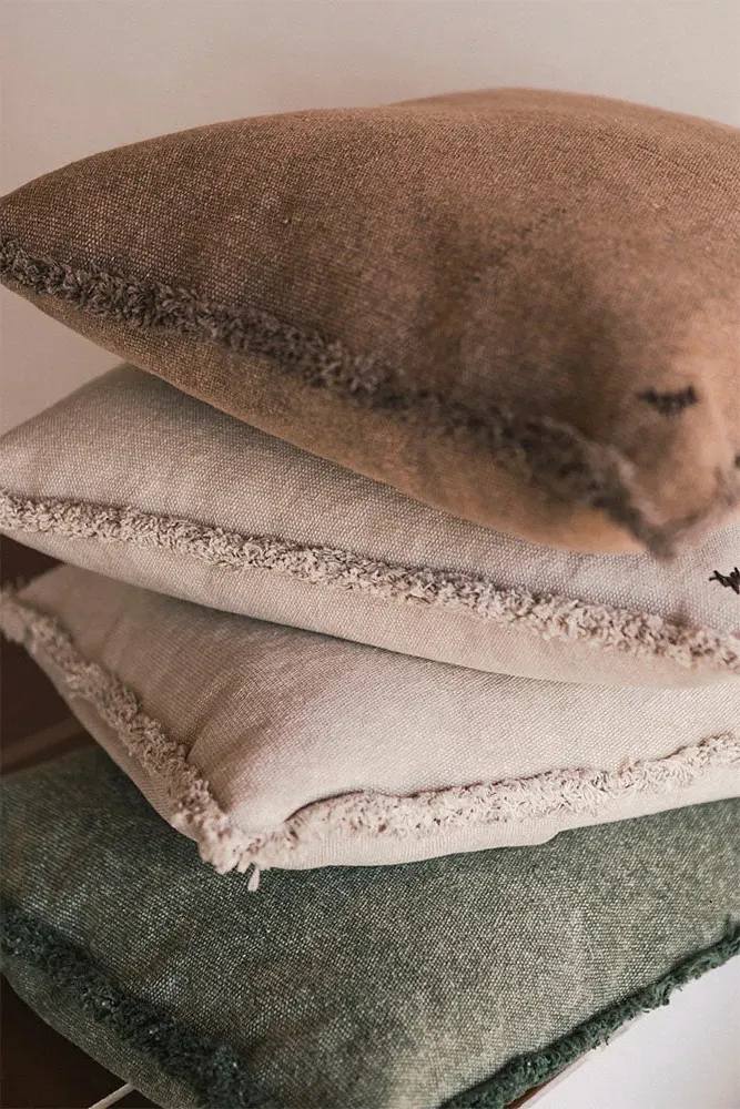 Stonewashed Rectangular Cushion - Duck Green, Cotton