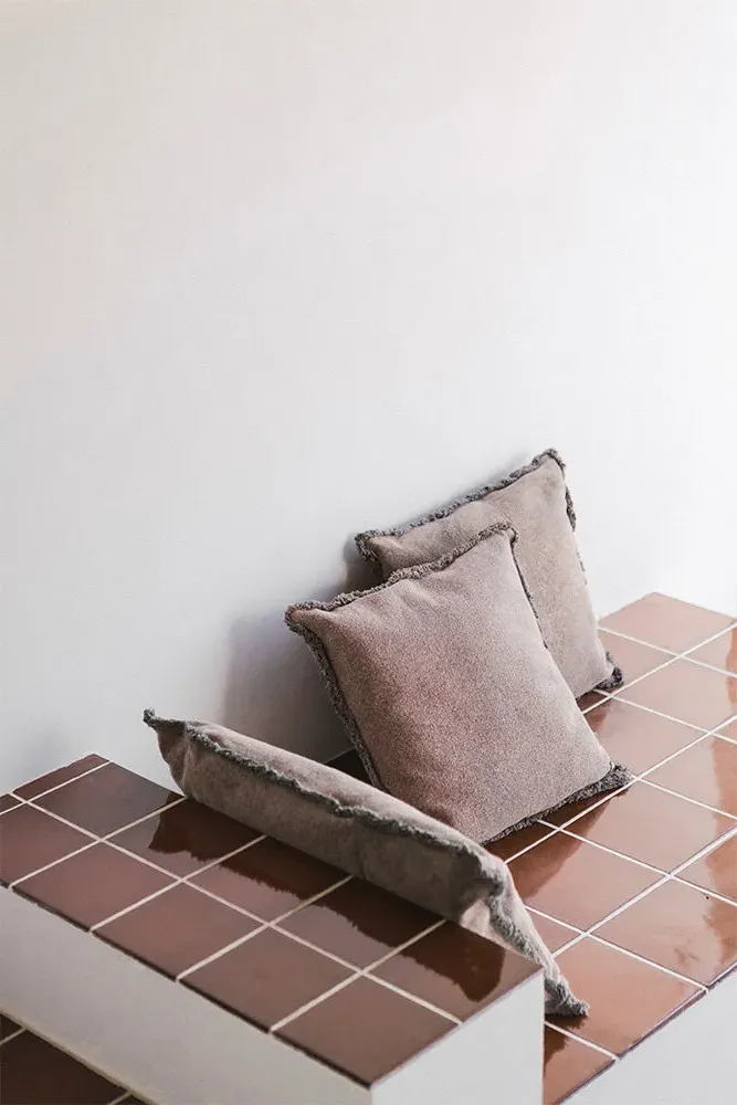 Stonewashed Rectangular Cushion - Soil Brown, Cotton