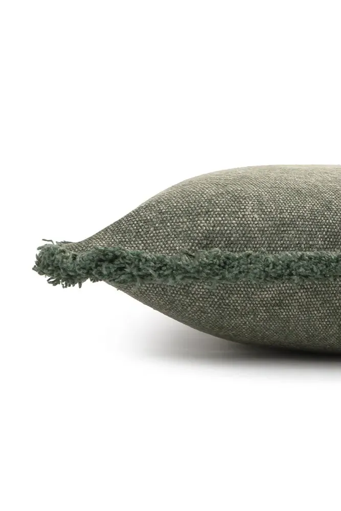 Stonewashed Square Cushion - Duck Green, Cotton Canvas