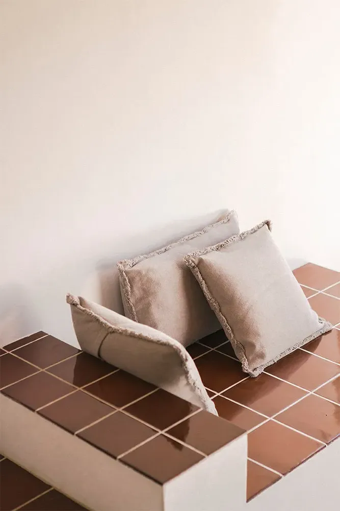 Stonewashed Square Cushion - New Grey, Cotton Canvas