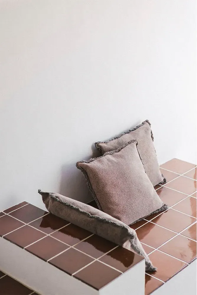 Stonewashed Square Cushion - Soil Brown, Cotton Canvas