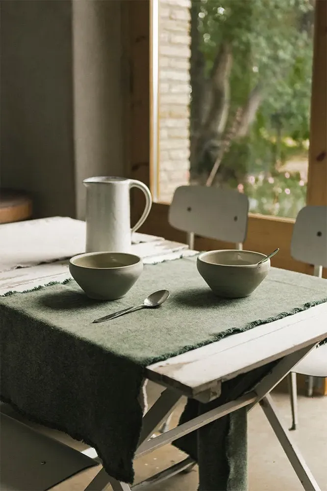 Stonewashed Table Runner - Duck Green