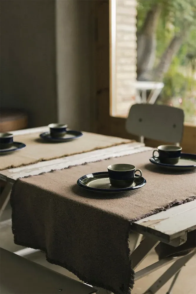 Stonewashed Table Runner - Soil Brown