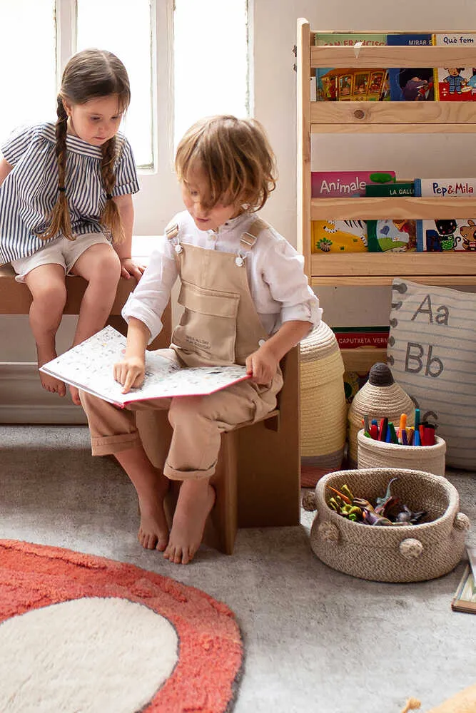 Storage Basket with Pompoms - Natural, Cotton