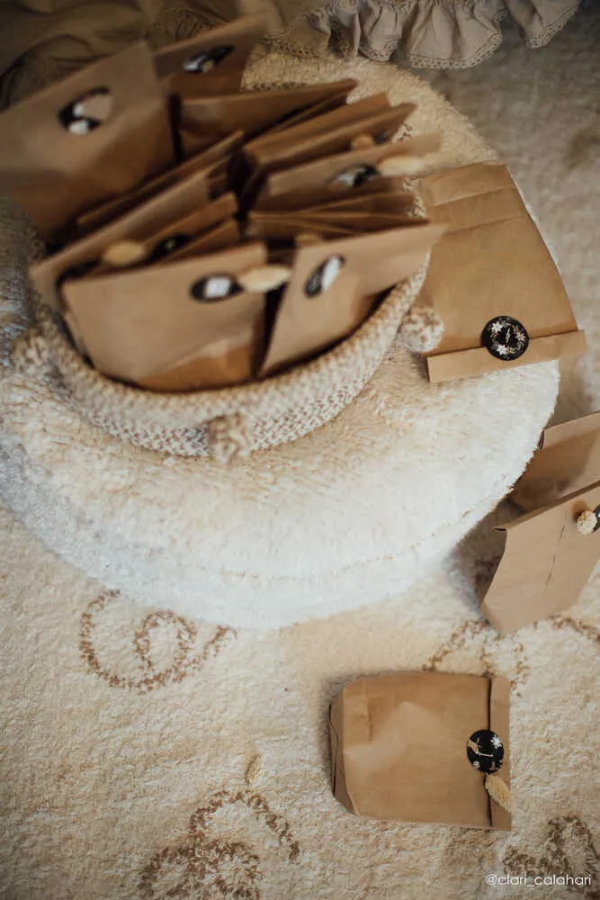 Storage Basket with Pompoms - Natural, Cotton