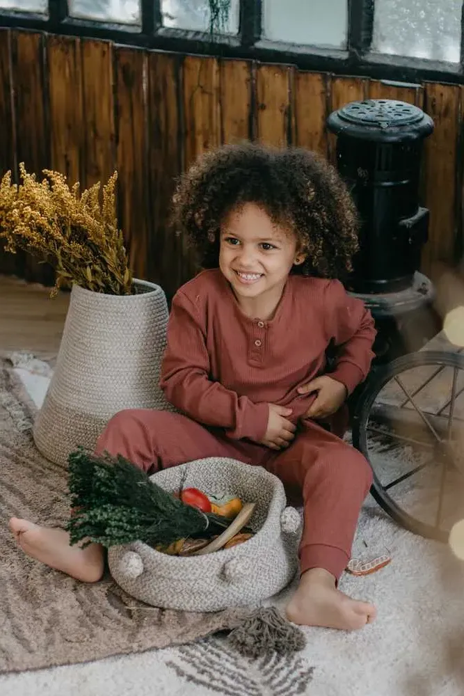 Storage Basket with Pompoms - Natural, Cotton