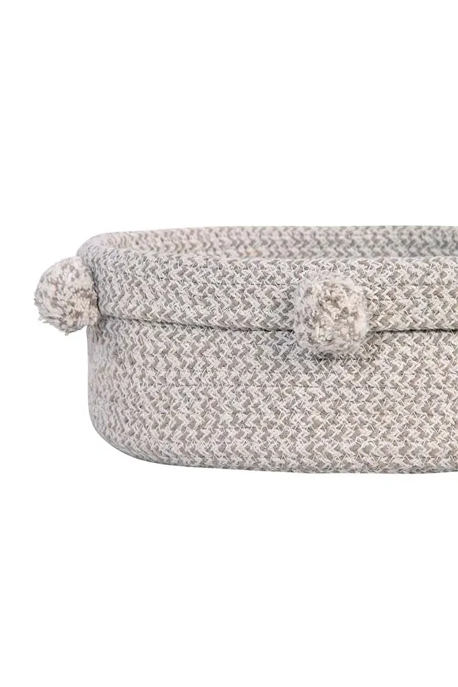 Storage Basket with Pompoms - Natural, Cotton