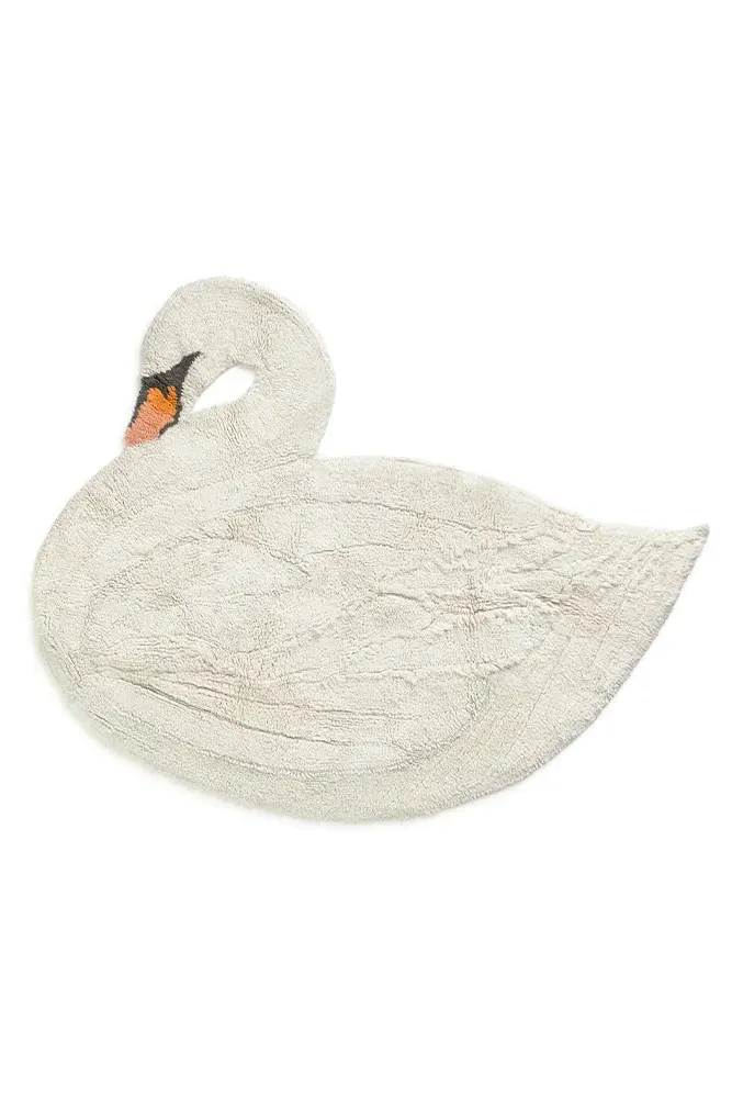 Swan Washable Rug 3'11" x 3'3" - White image