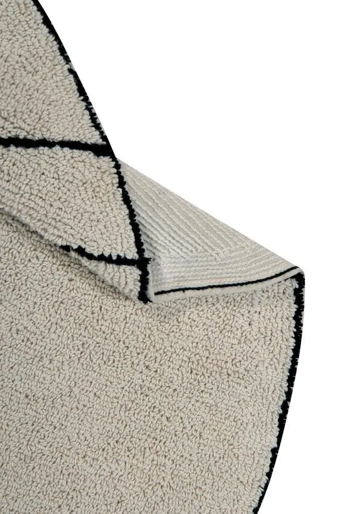 Trace Round Washable Rug - Beige