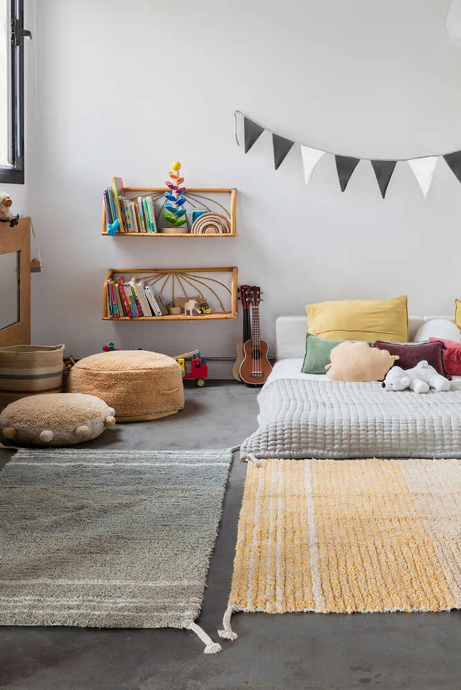 Twin Reversible Washable Rug - Vintage Blue