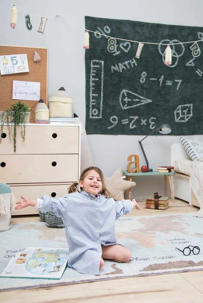 Washable Area Rug Vintage Map 4'7" x 6'7" - Cotton