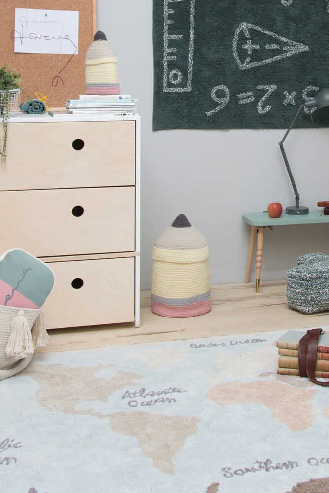 Washable Area Rug Vintage Map 4'7" x 6'7" - Cotton