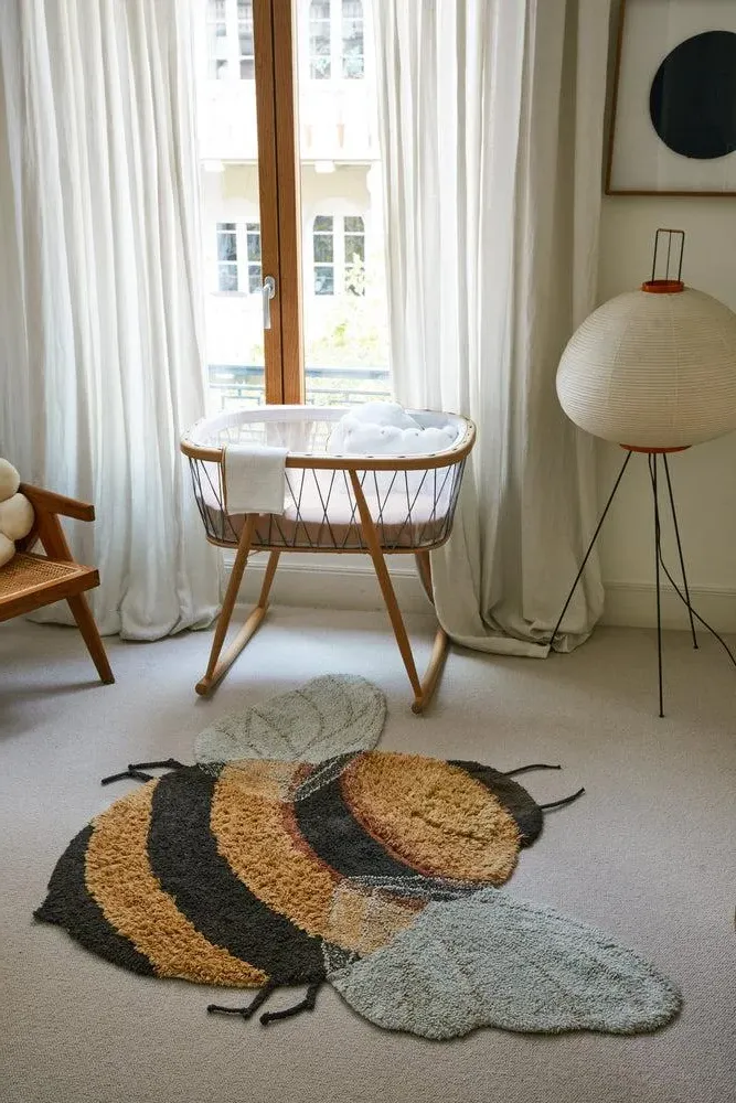 Washable Cotton Rug Bee 3' 9" X 5" - Honey, Grey