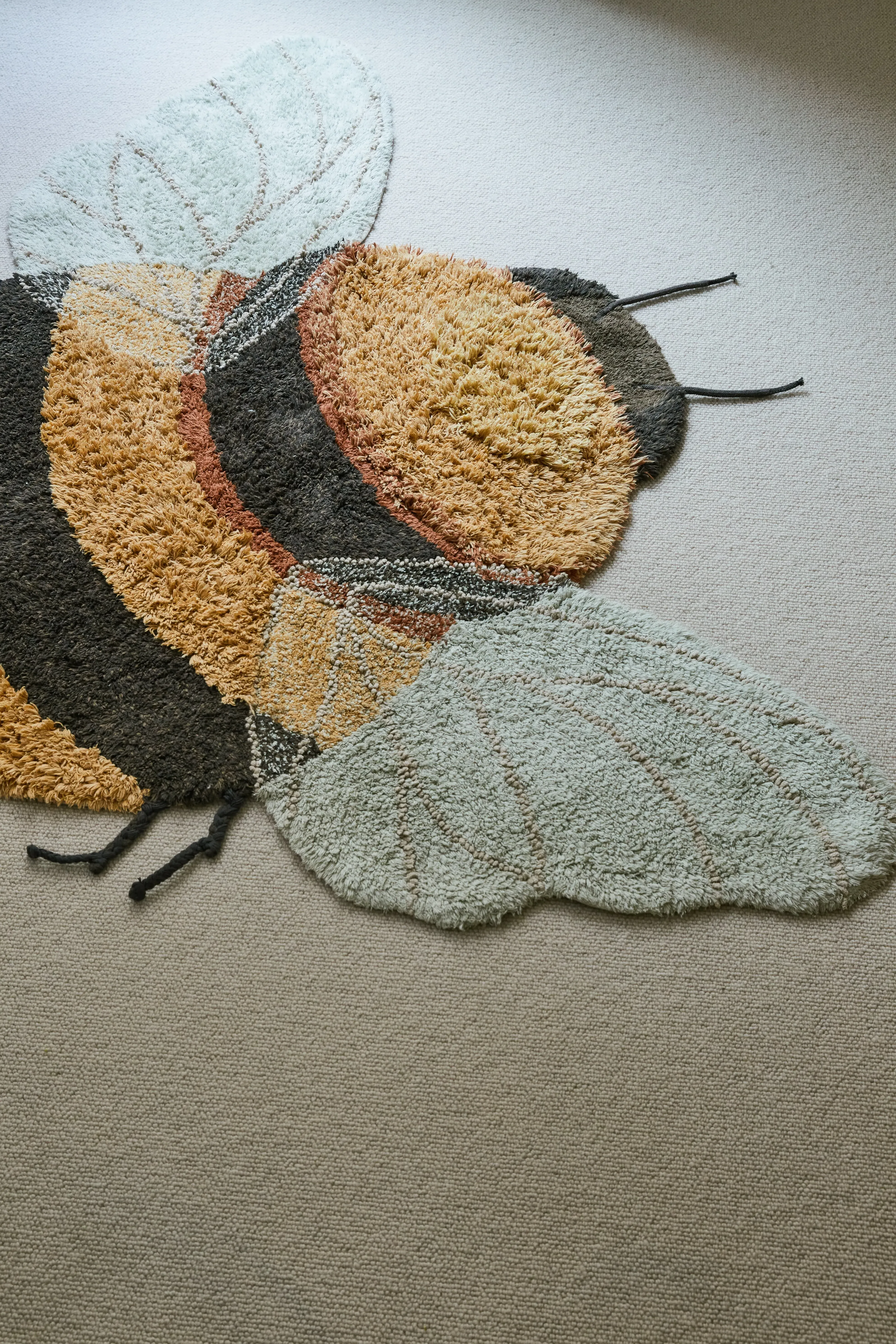 Washable Cotton Rug Bee 3' 9" X 5" - Honey, Grey