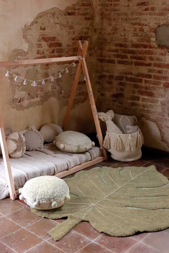 Washable Monstera Rug 4' x 5'11" - Olive