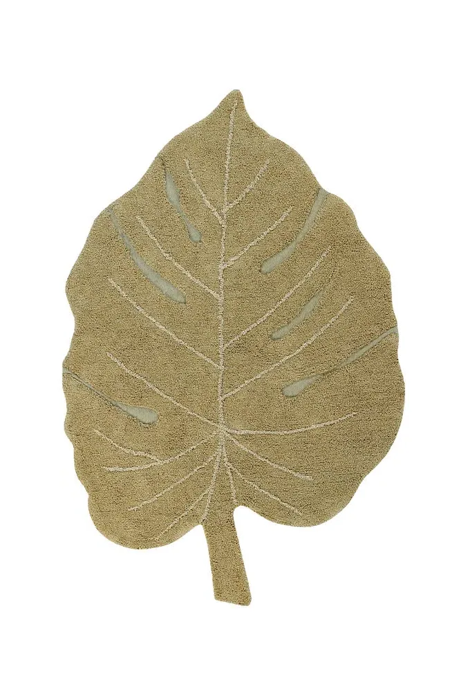 Washable Monstera Rug 4' x 5'11" - Olive