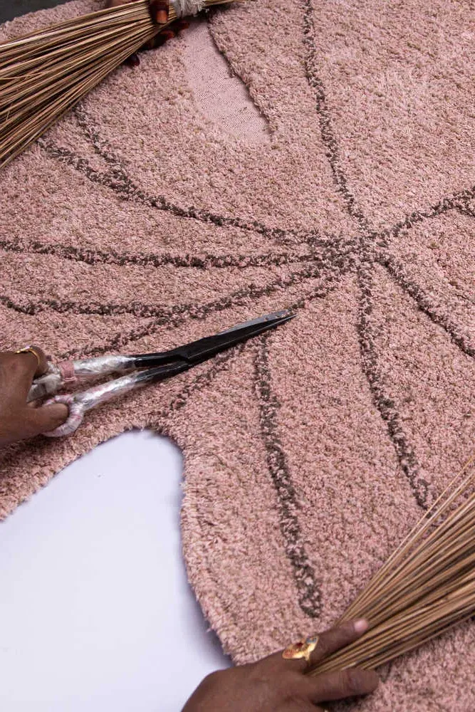 Washable Monstera Rug 4' x 5'11" - Vintage Nude