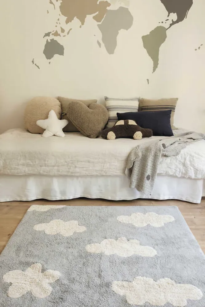 Washable Rug Clouds - Grey