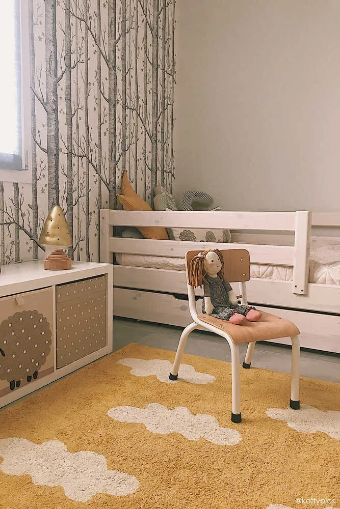 Washable Rug Clouds - Mustard