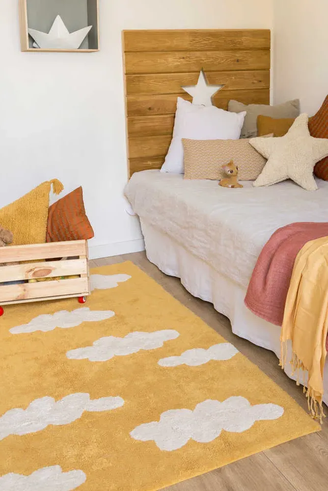 Washable Rug Clouds - Mustard