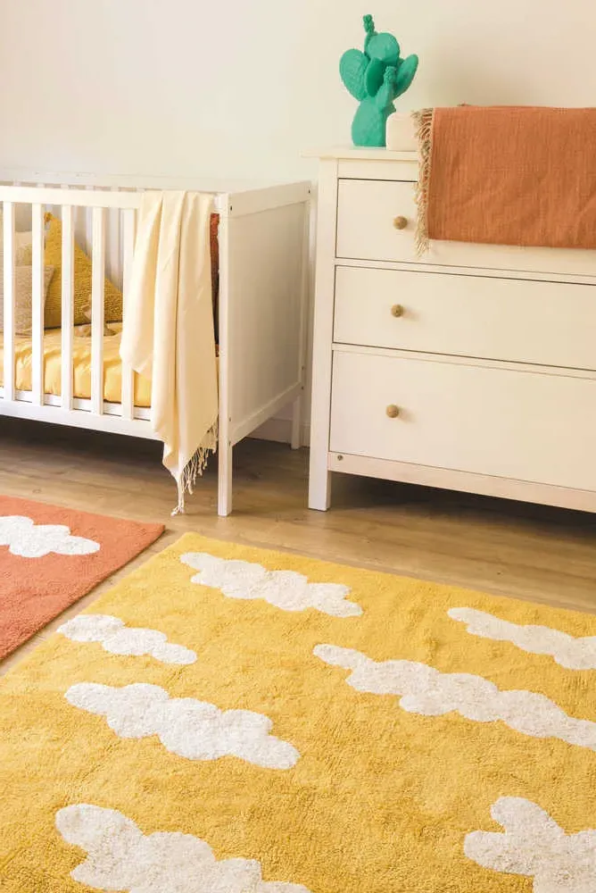 Washable Rug Clouds - Mustard